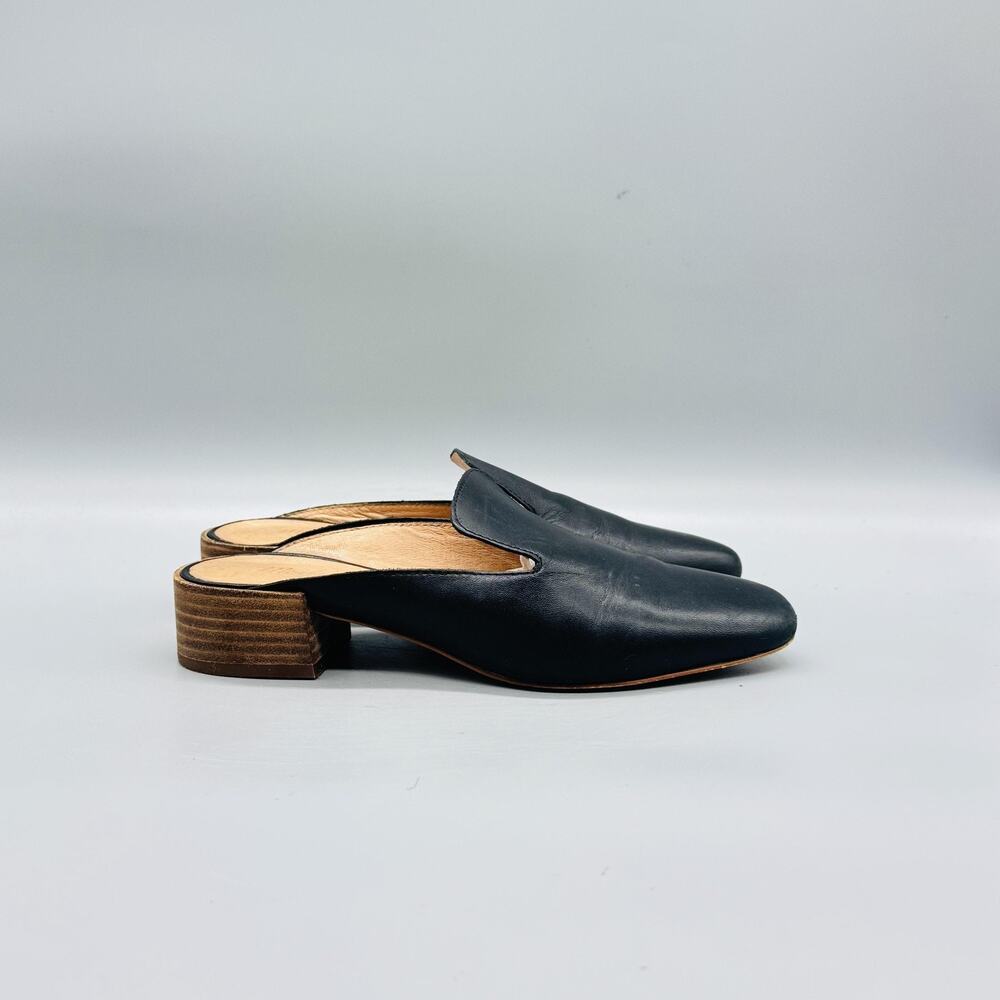 Madewell Shoes Womens 6 Black Leather Mule Clogs Slip On Block Heel Casual